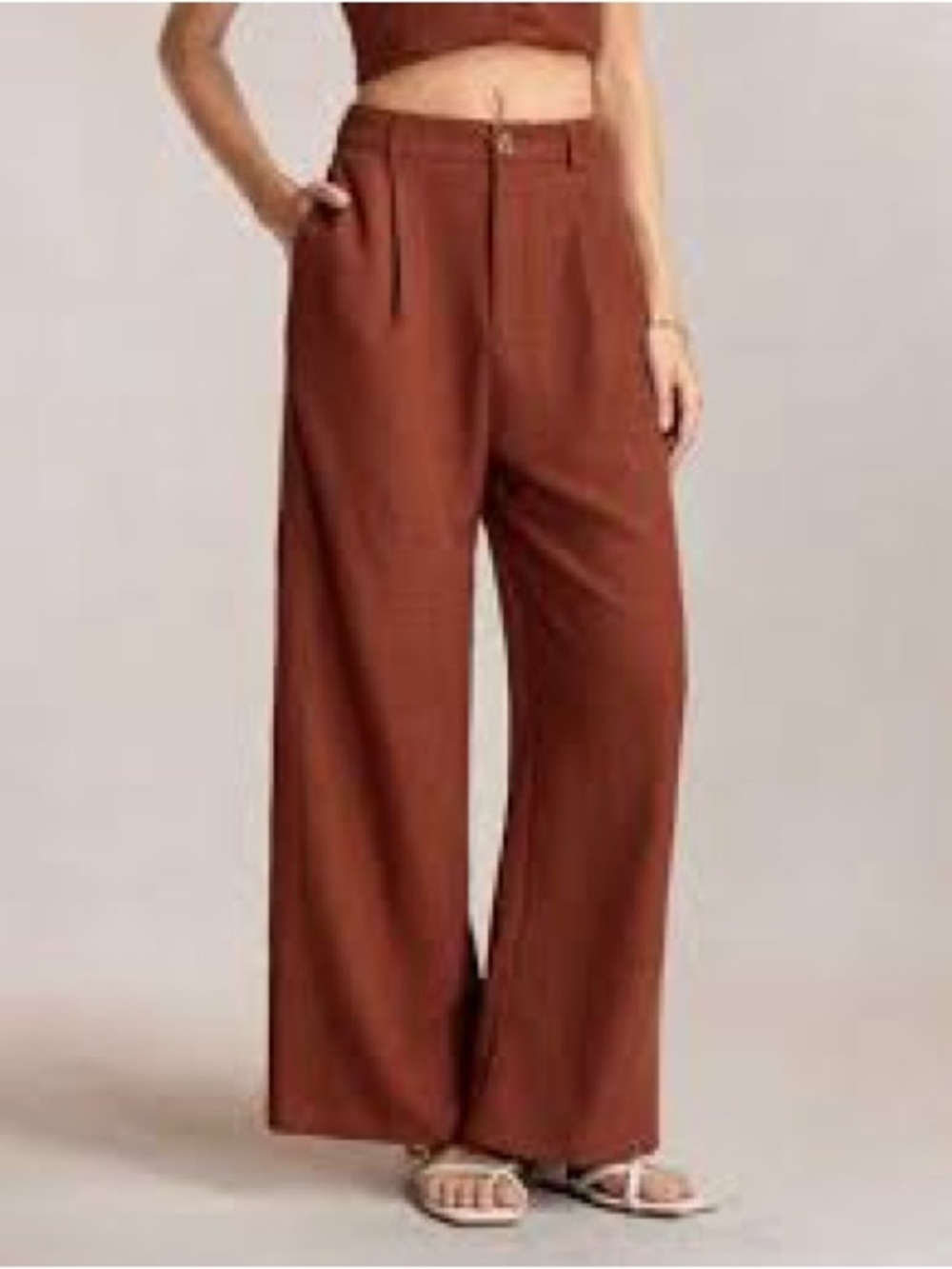 High-Rise Wide Leg Pants in Burnt Rust